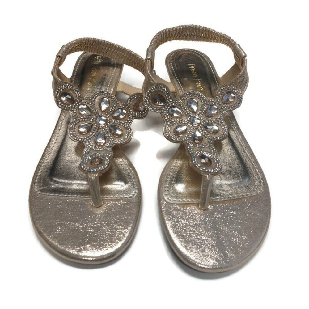 Dream Pairs Size 7 Pershian Fashion Summer Thong Sling Flat Sandals Jeweled Gold - Picture 8 of 10